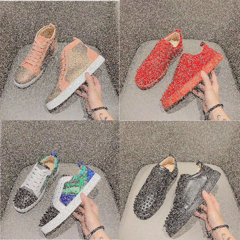 

Top Quality 2021 Luxury Casual Shoes Studded Spikes Fashion Red Suede Leather Mens Sneaker Womens Flat Bottoms Shoe Party Lovers Size 36-48 B86Q#, Black