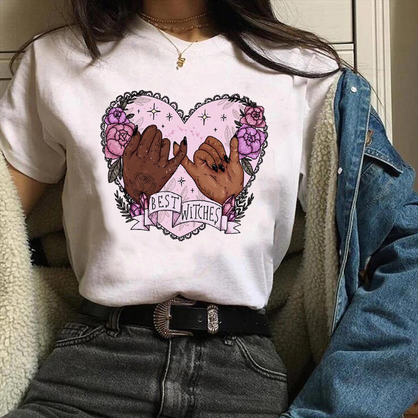 

print clothes graphic cartoon witch women t shirts hand funny fall autumn halloween lady tees female shirt womens, White