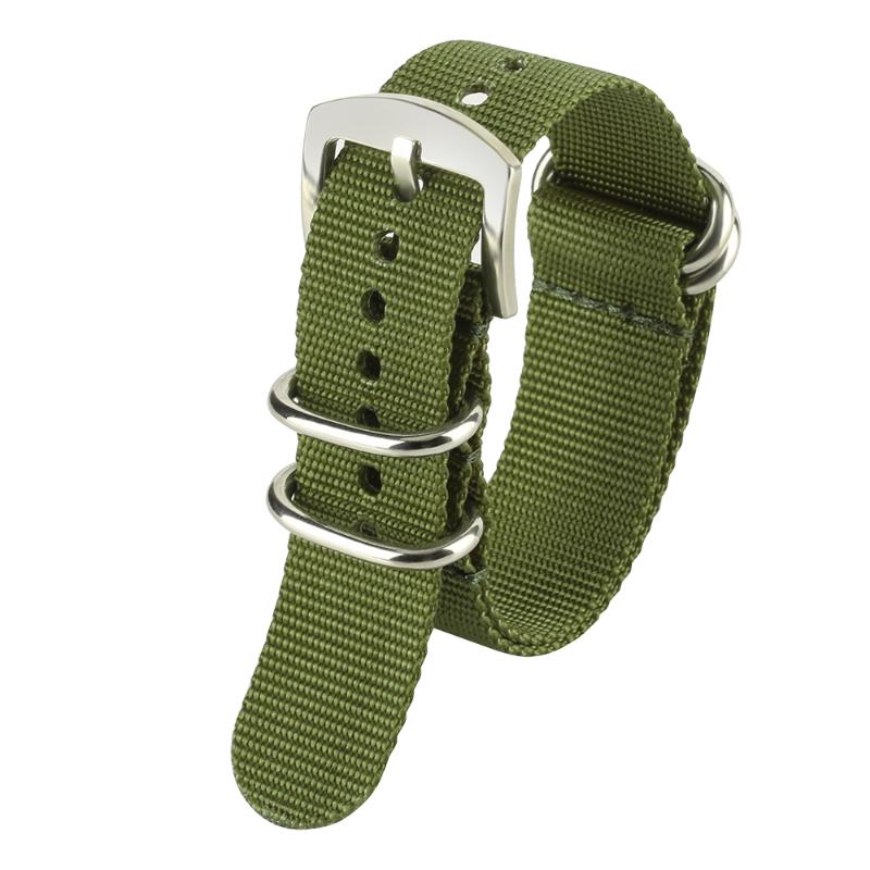 

Watch Bands Man Army Green Sport Nylon Band Military Silver Pin Buckle 20/22/24mm Strap Belt Durable Watchband Canvas