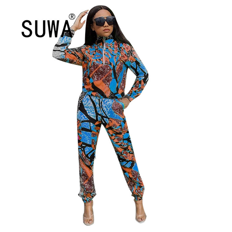 

Tracksuit Joggers Women Set Tie Dye Long Sleeve Spring Fall Sweatshirt Top Baggy Pants Lounge Wear 2 Pieces Outfits 210525, Green