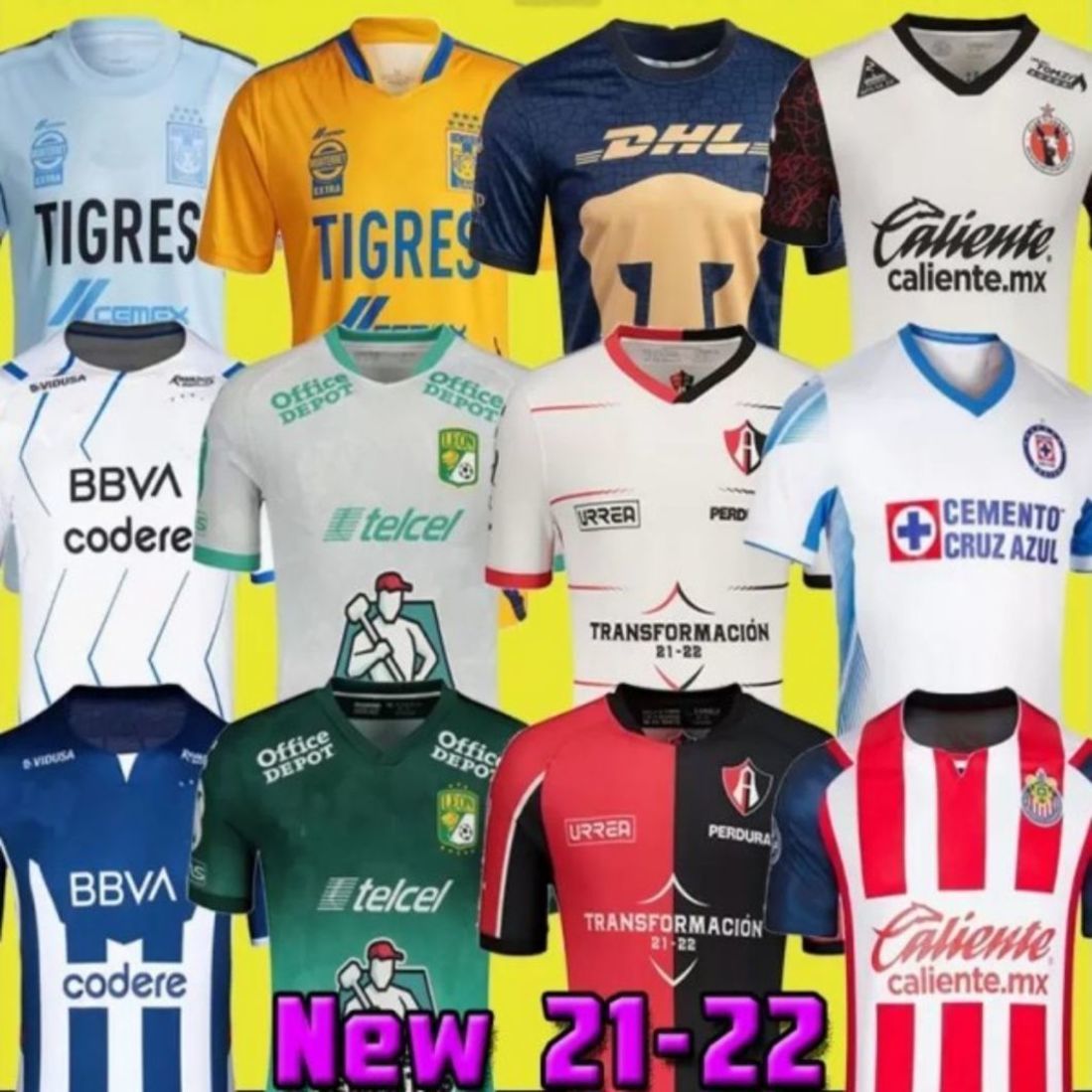 

21 22 Soccer Jersey Tijuana UNAM Tigres Club America Cruz Azul Necaxa LEON Atlas Chivas Monterrey 2021 2022 home away third Liga MX Football shirts Uniform mexico, Laguna away 21 22