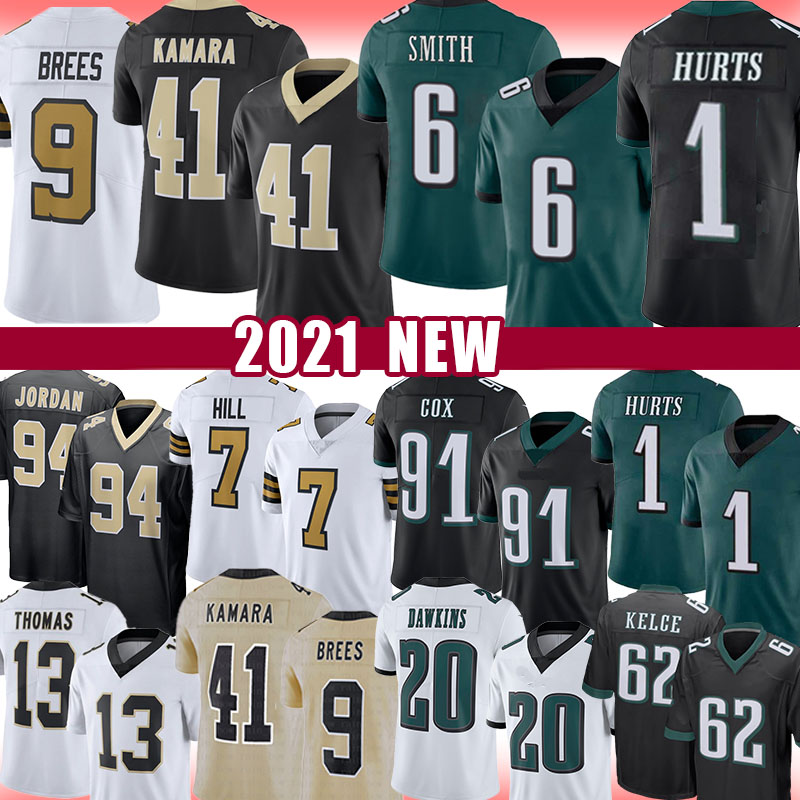 

DeVonta Smith Jalen Hurts Alvin Kamara Jersey New Miles Sanders PhiladelphiaEagleOrleansSaintBrian Dawkins Michael Thomas Drew Brees Hill Winston, Mens jersey (laoying)