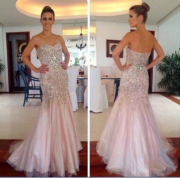

Luxury Pink Mermaid Prom Dresses 2022 Backless Heavy Beading Crystal Long Formal Evening Party Gowns, Sage