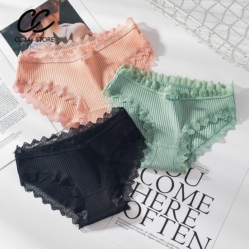 

Women Thread Cotton Panties Japanese Bow Women's Underwear Solid Color Breathable Waist Girls Female Plus Size Lady Briefs Lingerie und, Black;pink