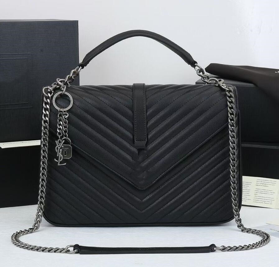 

Handbags Women Luxurys Designers real leather bag with letters woman messenger bags Wholesale shoulder handbag, Black and black chain