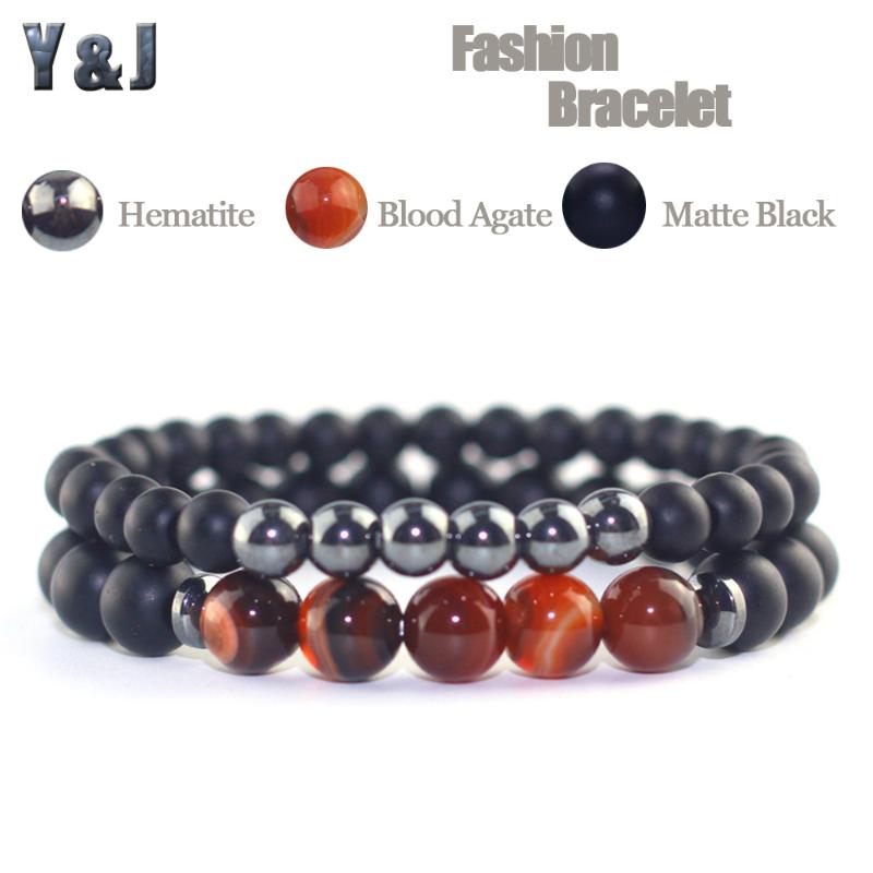 

Beaded, Strands Y&J For Health Hematite Stone Beaded Bracelets Sets Male And Female Fashion Natural Beads Stranded Bracelet Handmade, Black