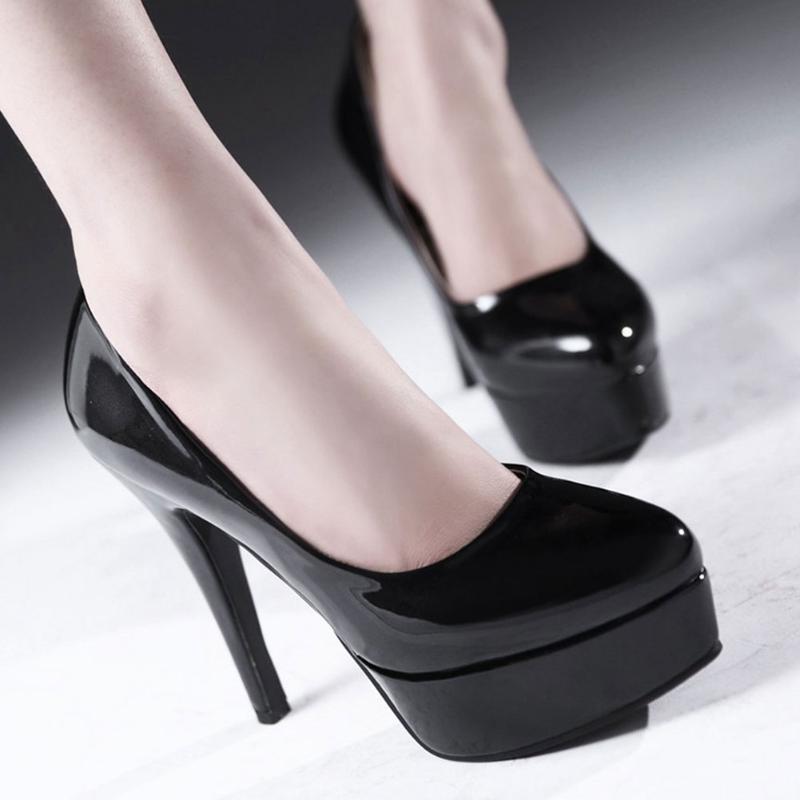 

Dress Shoes Sexy Elegant Platform Classic Extreme High Heels Stiletto Slip On Party Wedding Office Lady Pumps Brand Big Size 43 Woman, Black