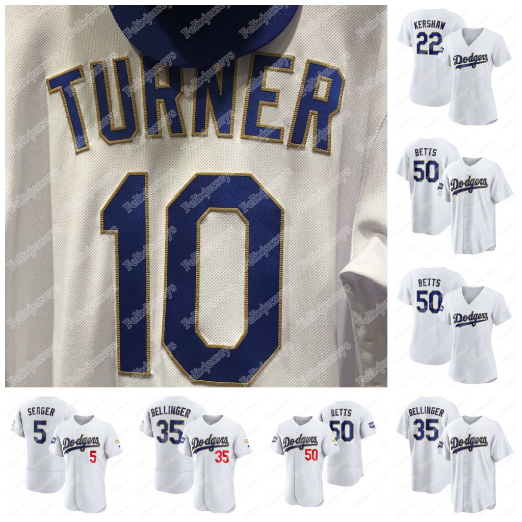 

Womens Mookie Betts 2021 Gold Program Jersey Corey Seager Bellinger Justin Turner Chris Taylor Max Muncy Gavin Lux A.J. Pollock, Blue;black