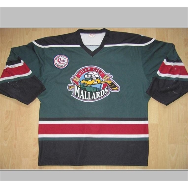 

001rare Hockey Jersey Men Youth women Vintage ECHL Quad City Mallards FERMOYLE Size S-5XL custom any name or number, Green youth s-xl