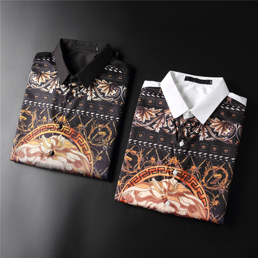 

2021 New Fashion Floral Men Shirts Plus Size Flower Print Casual Camisas Masculina Black White Red Blue Male Turn-down Collar Shirt Blouse M-3XL#05