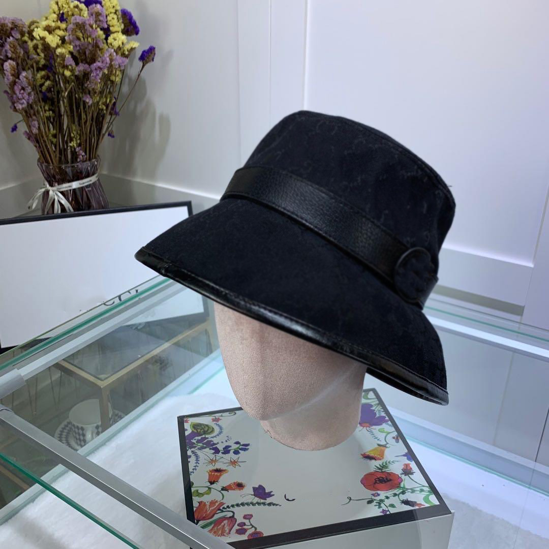 

Fashion Spring summer Stingy Brim cap barrel hat designer jacquard caps fashion fisherman men and women hats, Black