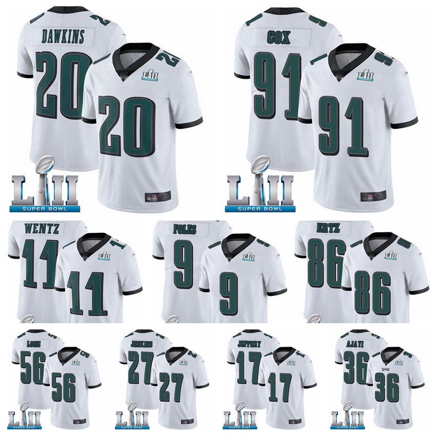 

PhiladelphiaEaglesMen 86 Zach Ertz 9 Nick Foles 11 Carson Wentz Jay Ajayi 2018 SuperBowlAlshon Jeffery Football Jersey White