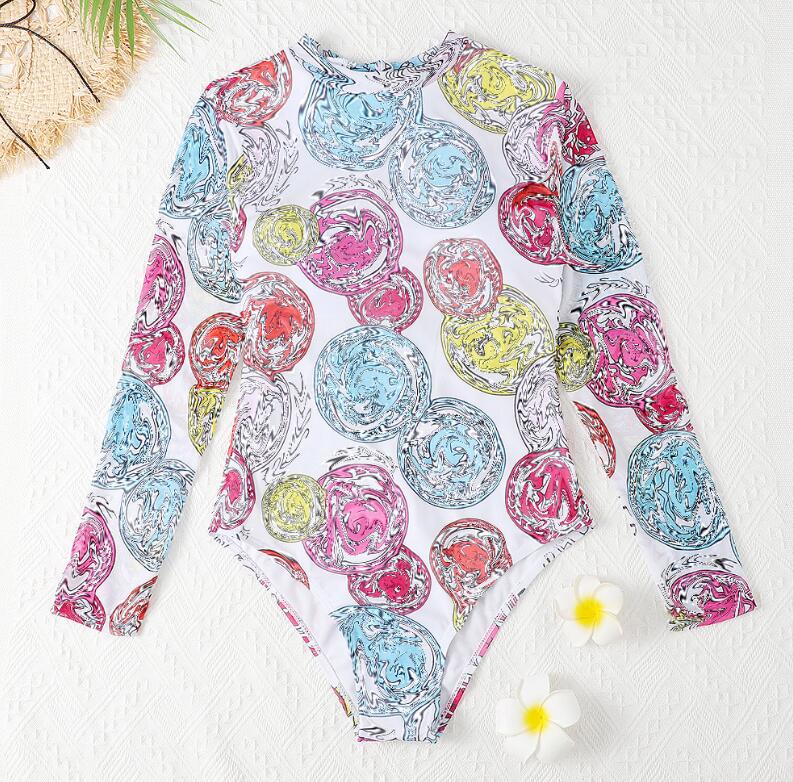 

designer Long SleeveVF Womens Swimwear Letters One Piece Padded Swimsuit Back Zipper Design Bikini Swimsuits, 01