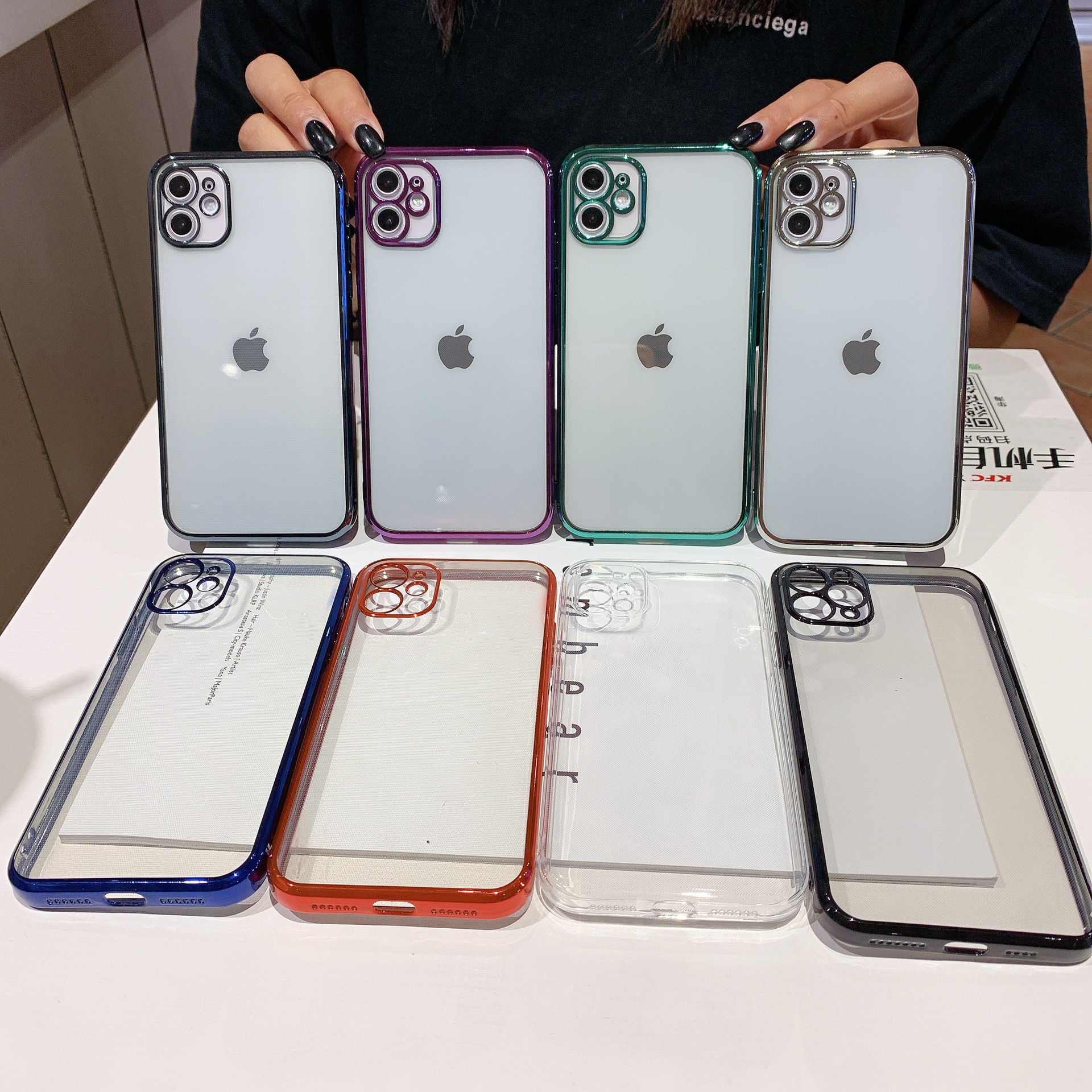 

Classic Luxury Plating Straight Flat Sides TPU Soft Clear Shockproof Case for iPhone 12 11 Pro Max XR XS X 8 7 Plus SE2