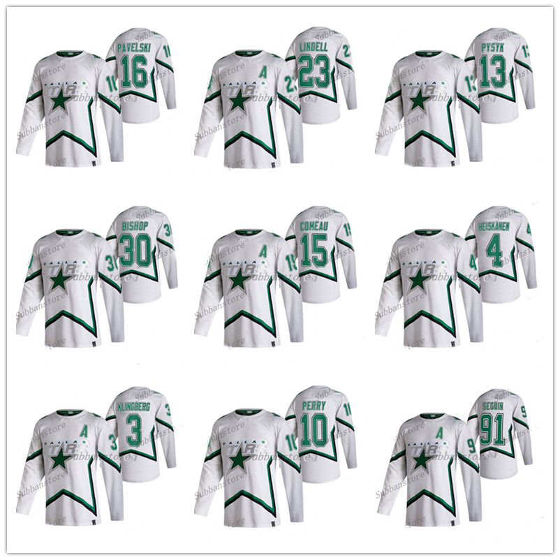 Dallas Stars Hockey jerseys 2021 Reverse Retro Jersey 14 Jamie Benn 91 Tyler Seguin 30 Ben Bishop 47 Radulov 4 Miro Heiskanen uniform shirt