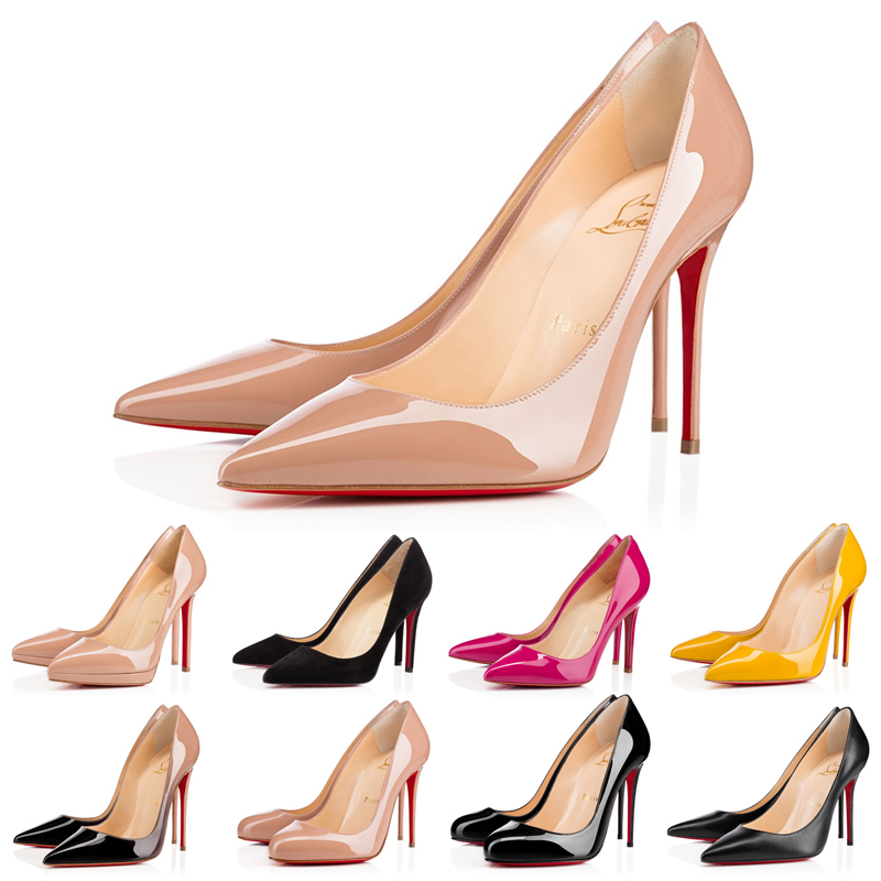 

With BOX red bottom heel women wedding dress shoes 8cm 10cm 12cm So Kate Styles high hell Round Pointed Toes Pumps fashion bottoms, Black