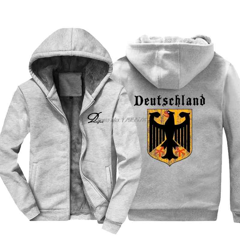 

Deutschland Flag Crest Germany Eagle Socceres Footballer Hoodie Men Cotton Keep warm Thicken Men Sweatshirt Jackets Tops C0413, Black