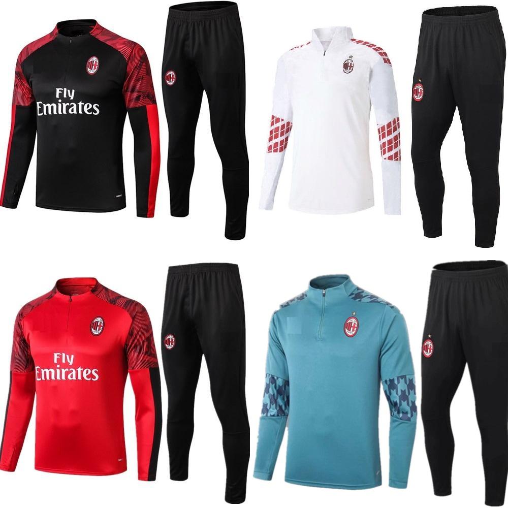 

New 2020 2021 adult kit Long sleeves AC milan jacket uniforms tracksuits soccer jersey 20 21 train football coat training suit, As shown in illustration