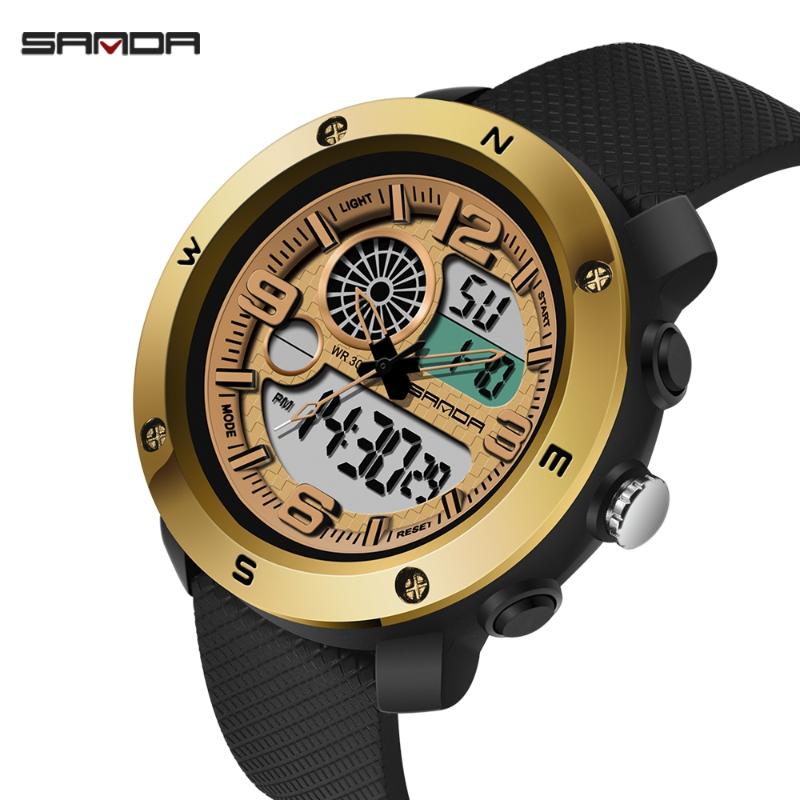 

Wristwatches Sanda 762 Sports Men's Watches Top Military Quartz Watch Men Waterproof S Clock Relogio Masculino, Slivery;brown