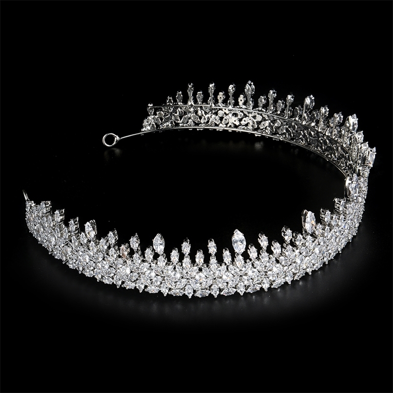 

High-Grade Cubic Zirconia Inlayed Headbands Luxury Bridal Crowns Elegant Headwear Prom Hair Wear Wedding Jewelry 211019