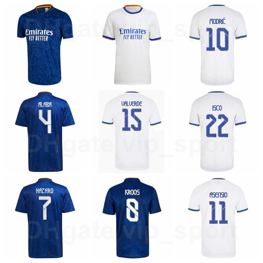 

21-22 Men 18 BALE Soccer Jersey 14 CASEMIRO 10 MODRIC 8 KROOS 7 HAZARD 17 VAZQUEZ 12 MARCELO 23 MENDY 9 BENZEMA MBAPPE Football Shirt Kits Custom Name Number HuangMa, White