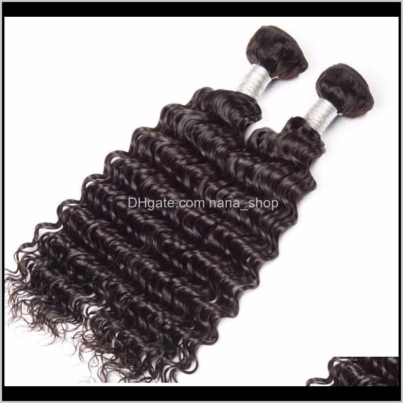 

Wefts Products Drop Delivery 2021 Brazilian Virgin Deep Wave Bundles 6X6 Lace 4 Pieces Lot Human Hair Extensions With 6*6 Closure Middle Thre, Black;brown