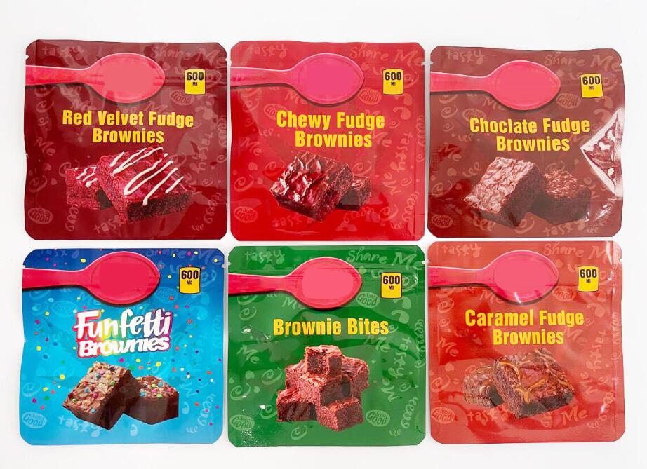 

600MG INFUSED brownie bites EDIBLES PACKAGING MYLAR BAGS red velvet chewy caramel funfetti brownies chocolate