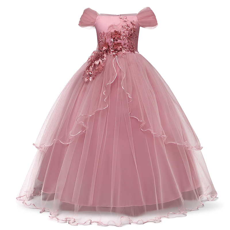 

Elegant Dress Evening Ball Gown Kids Princess First Communion Teenager Rose, 3 five o v two