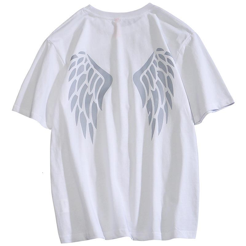 

Summer Fashion Men' T-shirts Angel Wings Printed Trendy Short Sleeve Tee Shirt Rock Casual Rapper Glow Men' Clothing Tops
