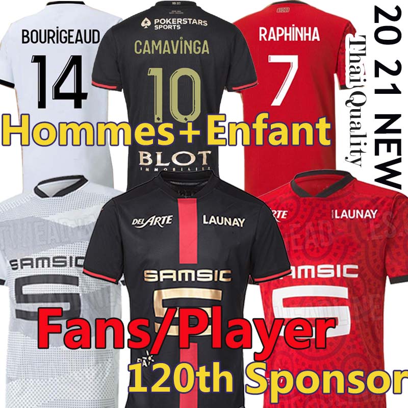 

Stade Rennais 20/21 Fans Player Version soccer jerseys Rennes 120th Anniversary 2021 CAMAVINGA BOURIGEAUD NIANG DOKU HUNOU Men+kids kits Maillots de football jersey, Home sponsor