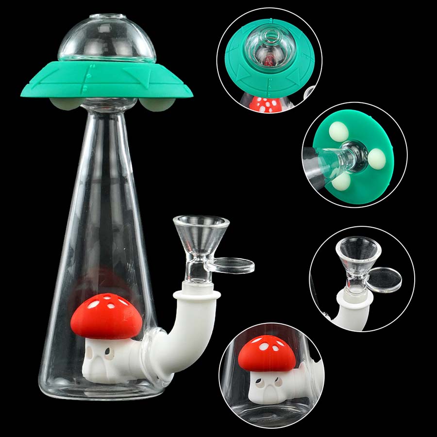 

Hookahs YHSWE UFO Shape High Grade Glass Bong with Bowl Smoking Pipe Water Pipes Dab Rig