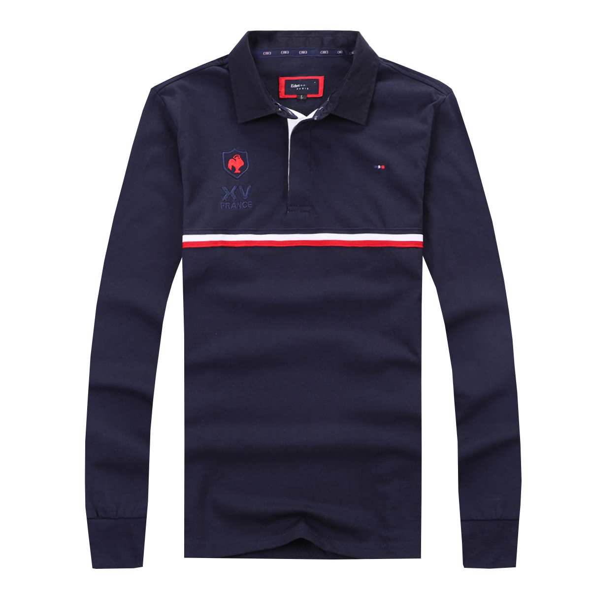 

Hot Selling French Eden Park Men's Long Sleeve Pure Cotton Thicken High Quality Business Leisure Style Homme polo Size M to 3XL, Navy blue