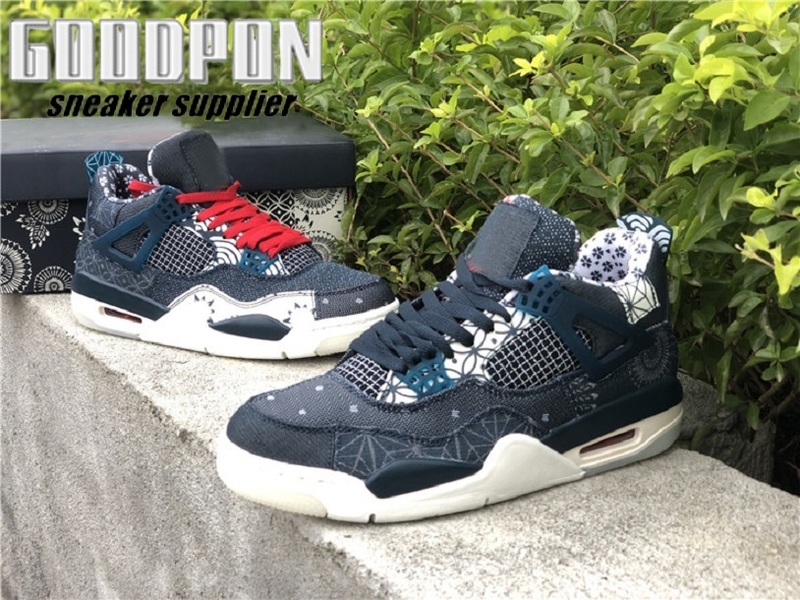 

high quality 4 Sashiko Deep Ocean basketball shoesb 4s SE University Blue men sports shoes 13 Red Flint CW0898-400 with box, 03