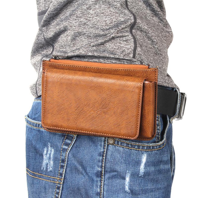 

Waist Bags BISI GORO Cow Leather Wear Belt Pocket Phone Coin Men Bag Multi-function Porta Tarjetas Outdoor Waterproof Heuptas Heren, Sky blue