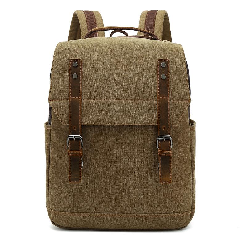 

Backpack Vintage Canvas Men's Outdoor Shoulder Casual Student Bag Large Capacity Wear-resistant Travel Laptop Bags, Black