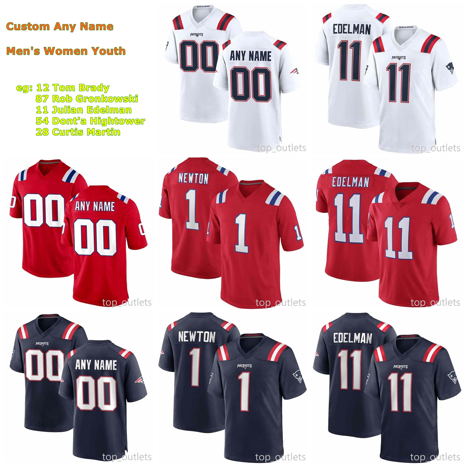 

2021 Patriots American Football Jerseys Julian Edelman Jersey Cam Newton Dont'a Hightower Randy Moss Mac Jones David Wells Custom Stitched, As photo