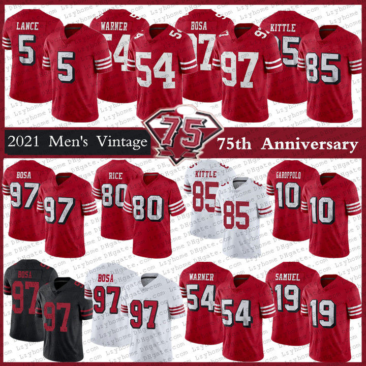 

54 Fred Warner 85 George Kittle San 5 Trey Lance 97 Nick Bosa Francisco Football Jerseys Deebo Samuel Jerry Rice Jimmy Garoppolo Joe Montana 8 Steve Young Brandon Aiyuk, My store(lzyhome)
