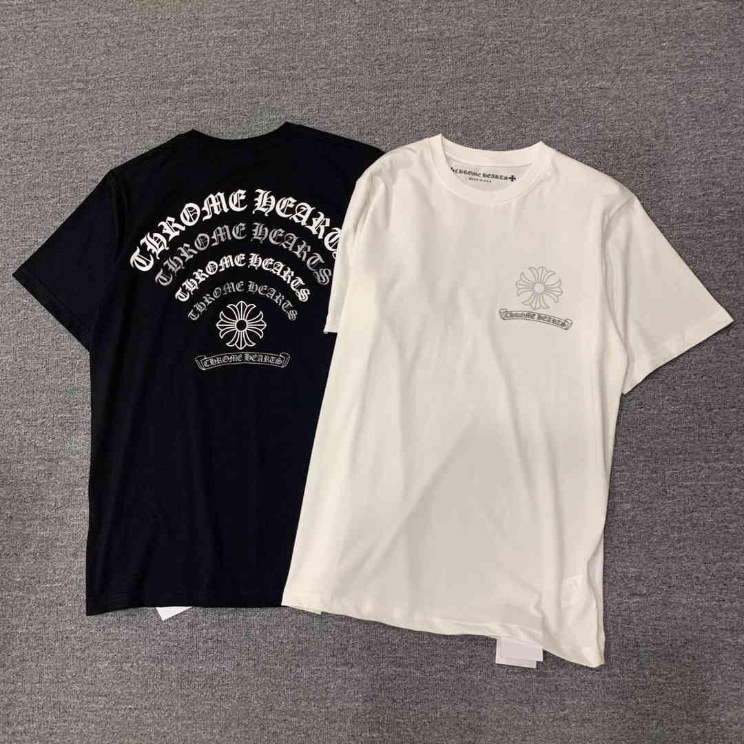 

Chome heart Summer New High-end Fashion Brand Croxin Short Sleeve T-shirt Loose Sanskrit Horseshoe Printing Couple's Top Men's and, White;black