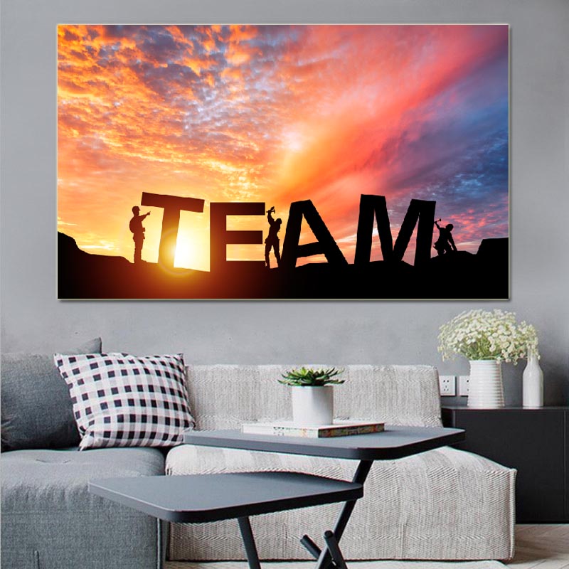 

Modern Canvas Painting Wall Art Sunset Letter Team Poster Abstract Character Picture HD Printing For Living Room Decoration