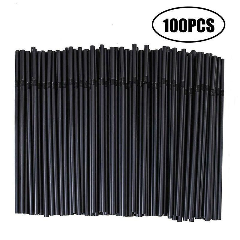 

Drinking Straws 100 Black Cocktail Plastic Birthday Wedding Decoration Party Event Bar Accessories