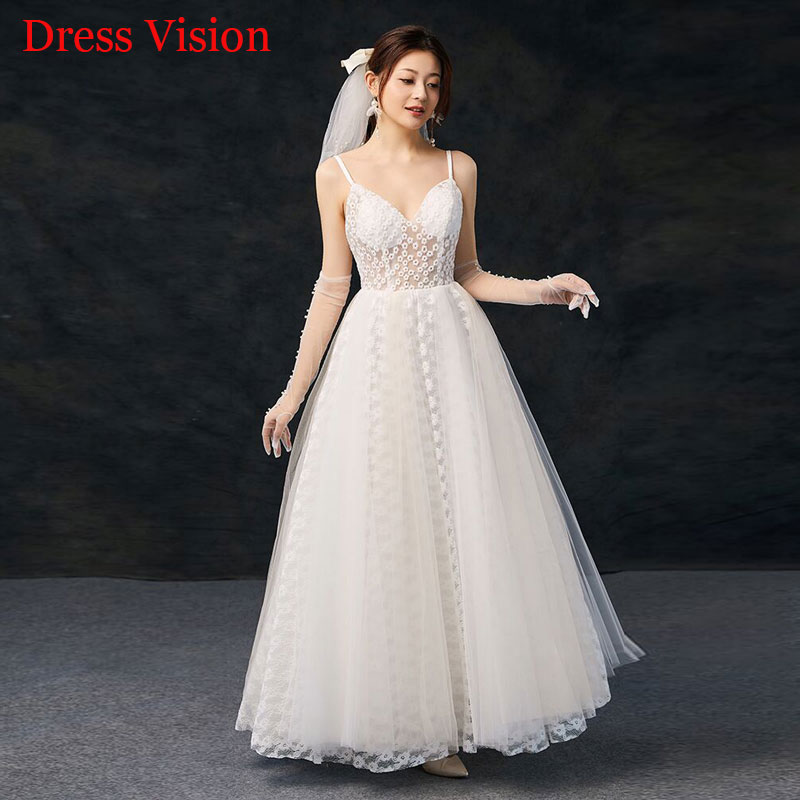 

Lace Wedding Dress Sexy V-neck Vestido De Novia Robe De Mariee Robe De Soiree Bride To Be, White