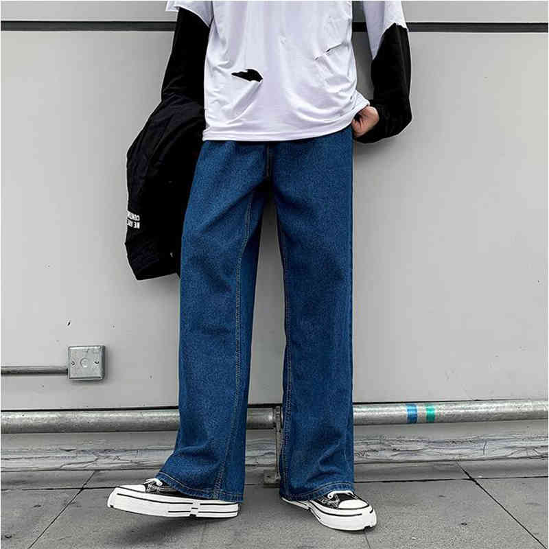 

Spring Retro Denim Pants Men's Korean Straight Loose Fit Youth Versatile Wide Leg Casual Jeans, Light blue
