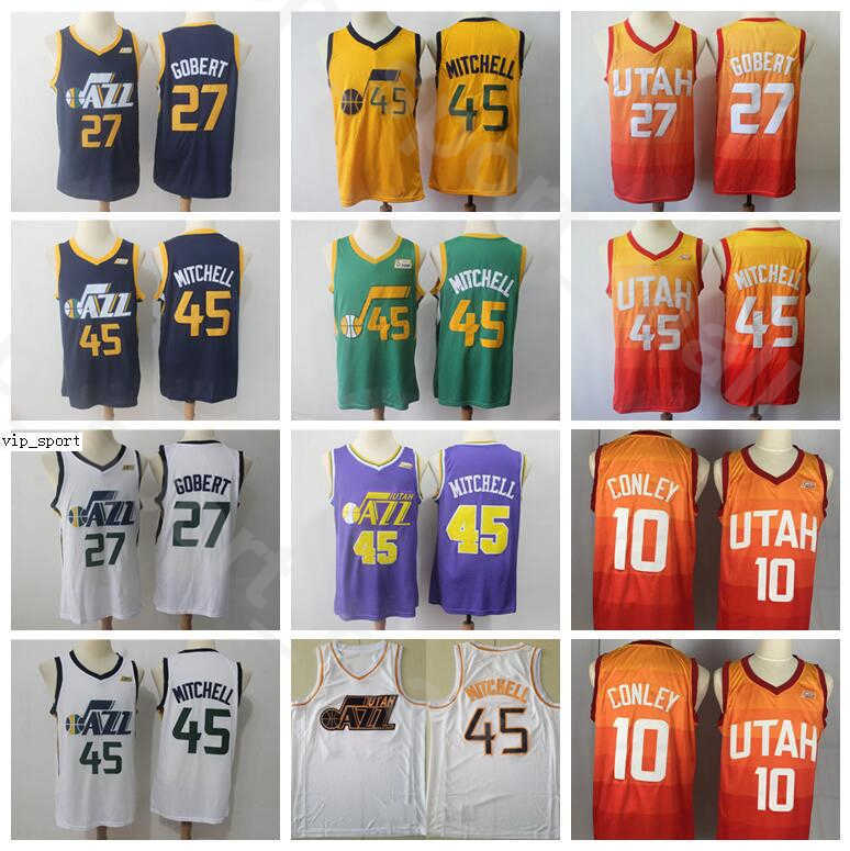 

Men Basketball Rudy Gobert Jerseys Donovan Mitchell John Stockton Karl Malone Mike Conley Edition Earned City Purple Navy Blue White Orange, 10 purple