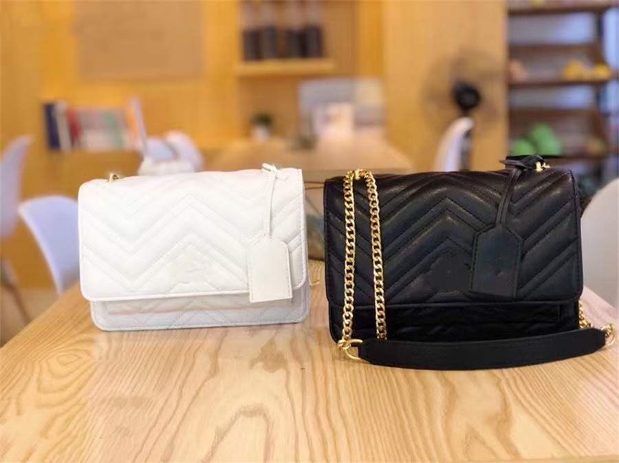 

Fashion Wave Pattern Satchel Shoulder Bag Chain Handbags Crossbody Purse Lady Leather Classic Style Tote Bags, 9441 g-black cowhide
