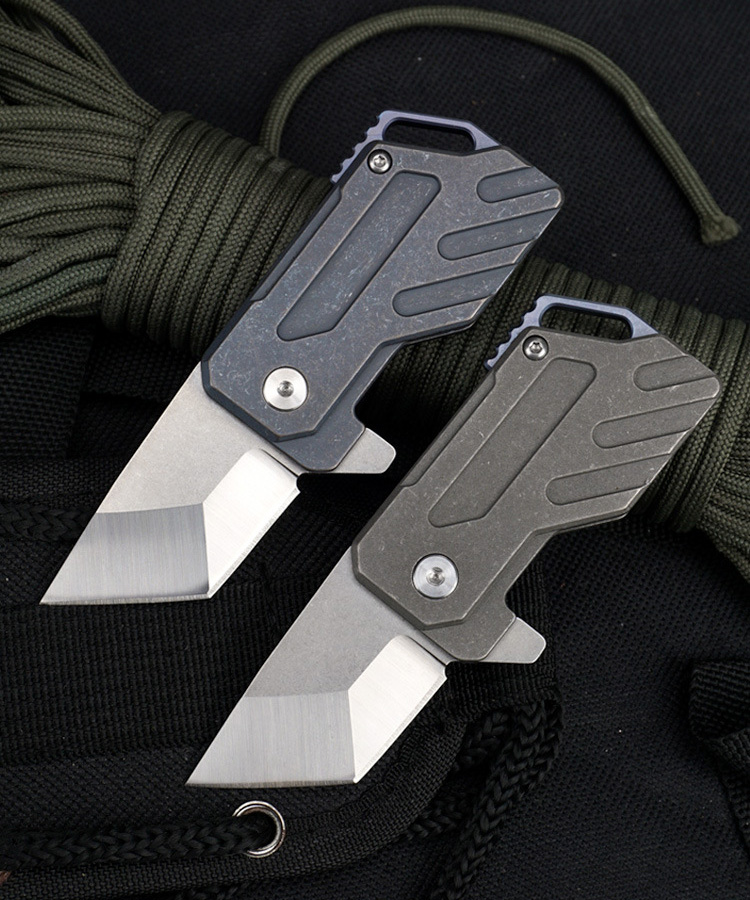 

high quality tc4 titanium alloy handle d2 tanto blade folding knife
