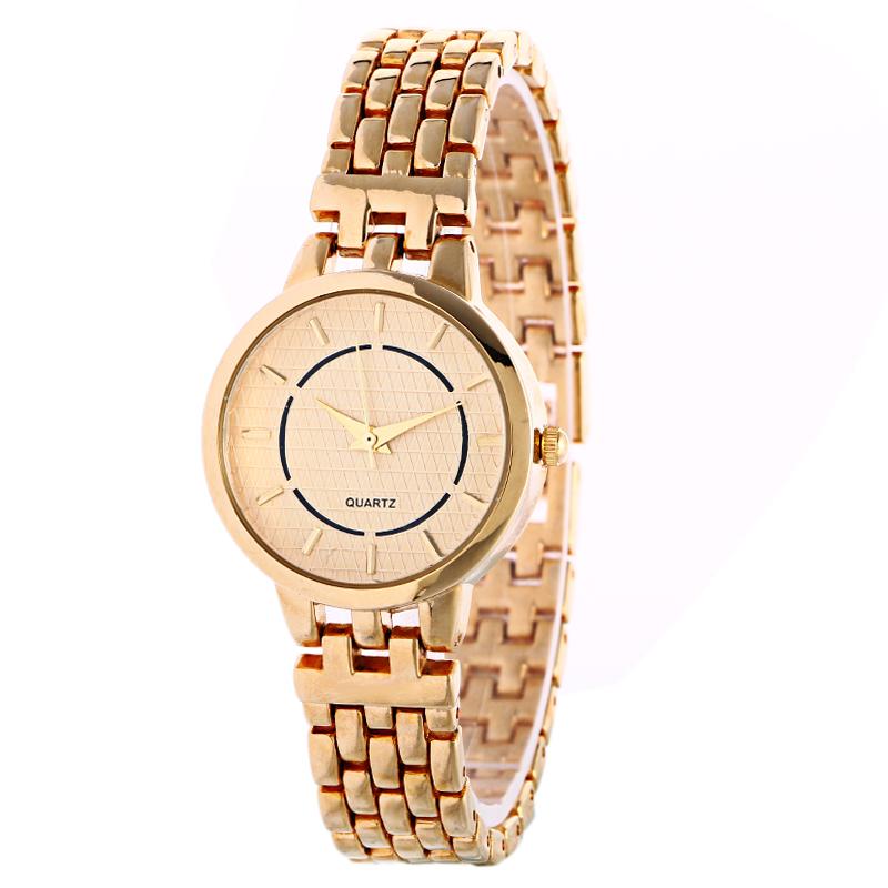 

Wristwatches High Quality Golden Watch Metal Band Women Waterproof Fashion Luxury Gold Color Wristwatch