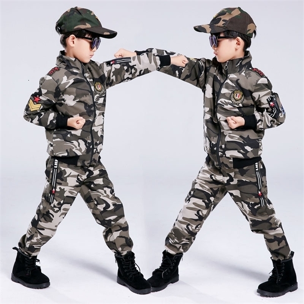 

Children's Boy Camouflage Clothing Sets Soldier Army Uniform Big Student Cotton Clothes Kids Tracksuits 2pcs Boys Sportwear 0926
