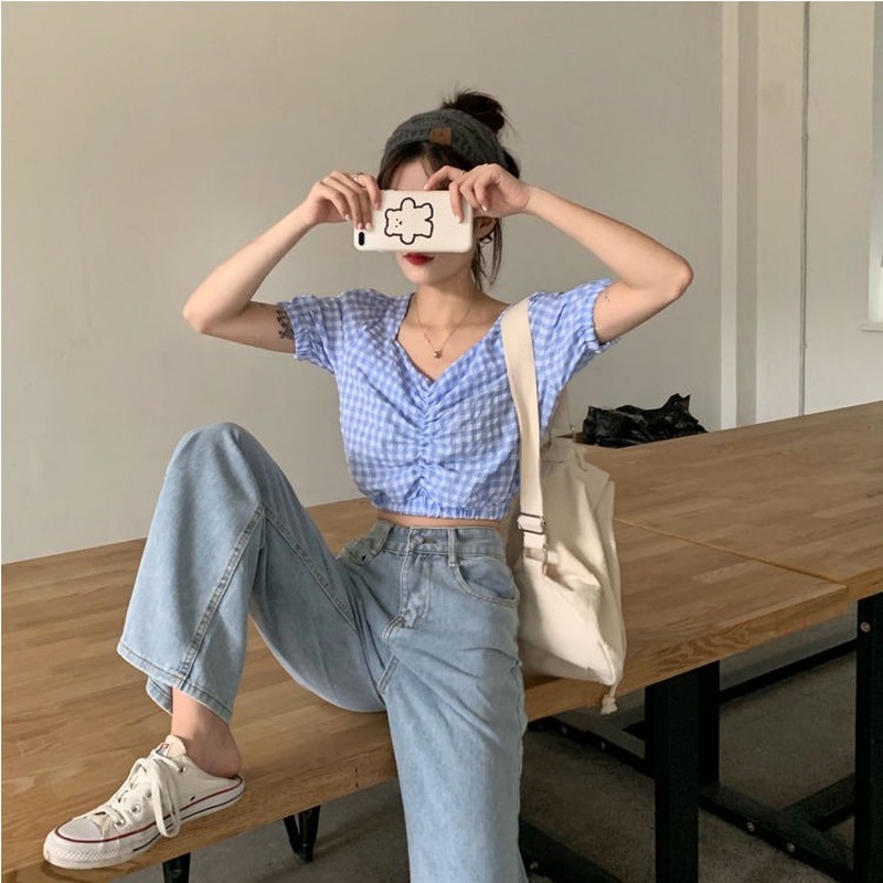 

2011jeans women full length wide leg denim solid vintage high waist all-match womens trousers fashion korean chic daily leisure new, Blue