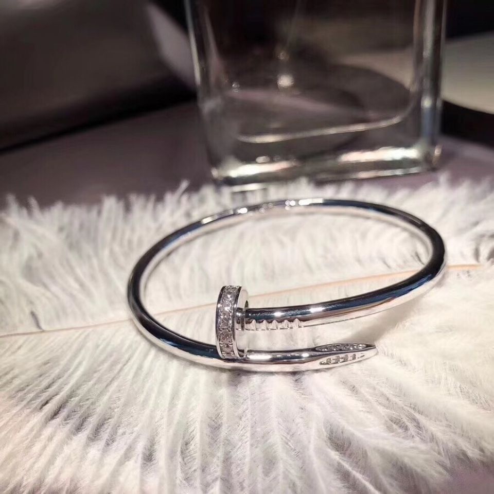 316L Gold Silver Titanium Steel Classic cz Bangle Nail Bracelet wedding Inlay Diamond Women and Men Love Jewelry Gift-image-689740180