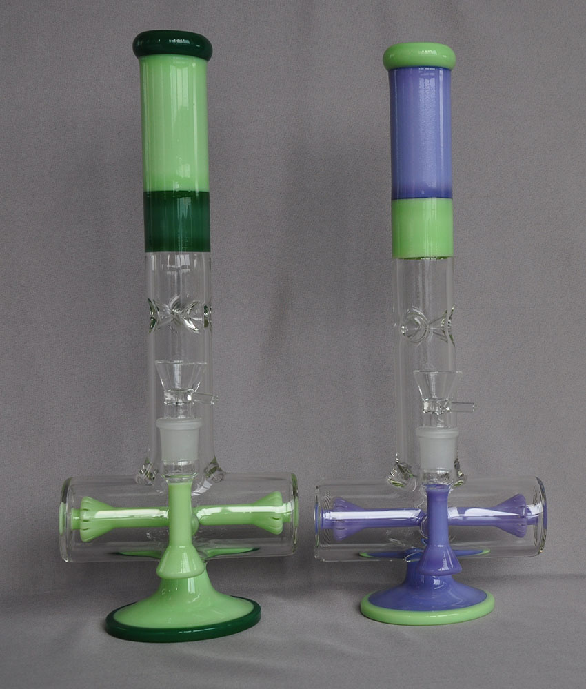 

Vintage 14inch RR Glass Bong Water smoking hookah pipe 18mm Joint Bubbler with Perc Oil Dab Rigs can put customer logo